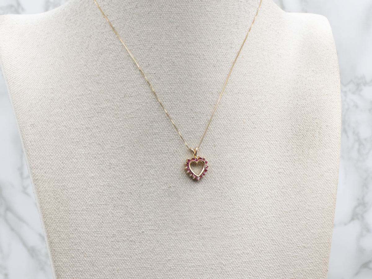 Ruby and Gold Heart Pendant