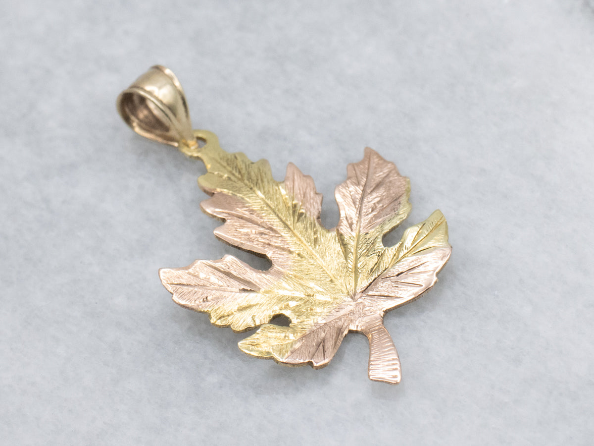 Two-Tone Gold Maple Leaf Pendant