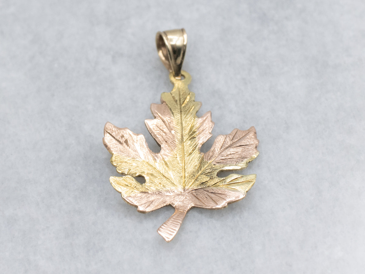 Two-Tone Gold Maple Leaf Pendant