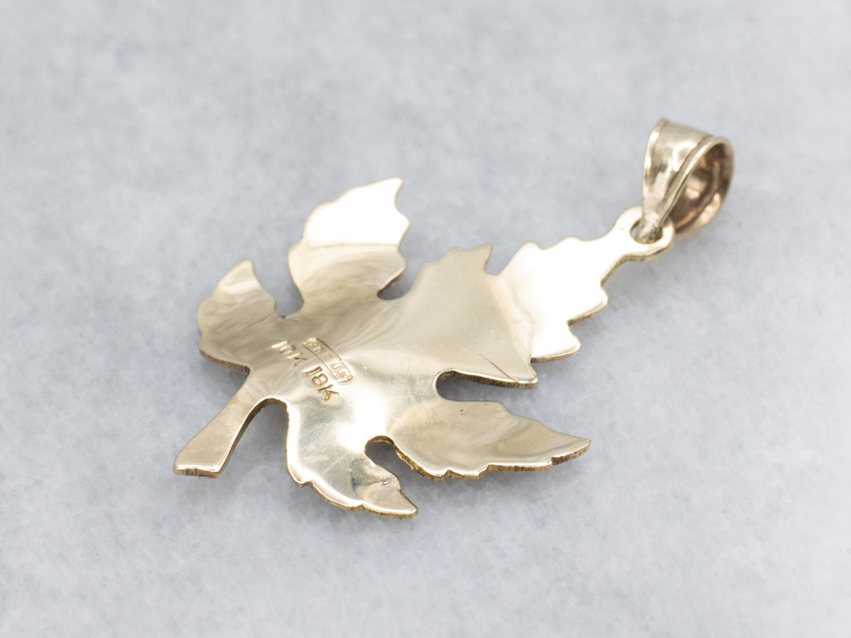 Two-Tone Gold Maple Leaf Pendant