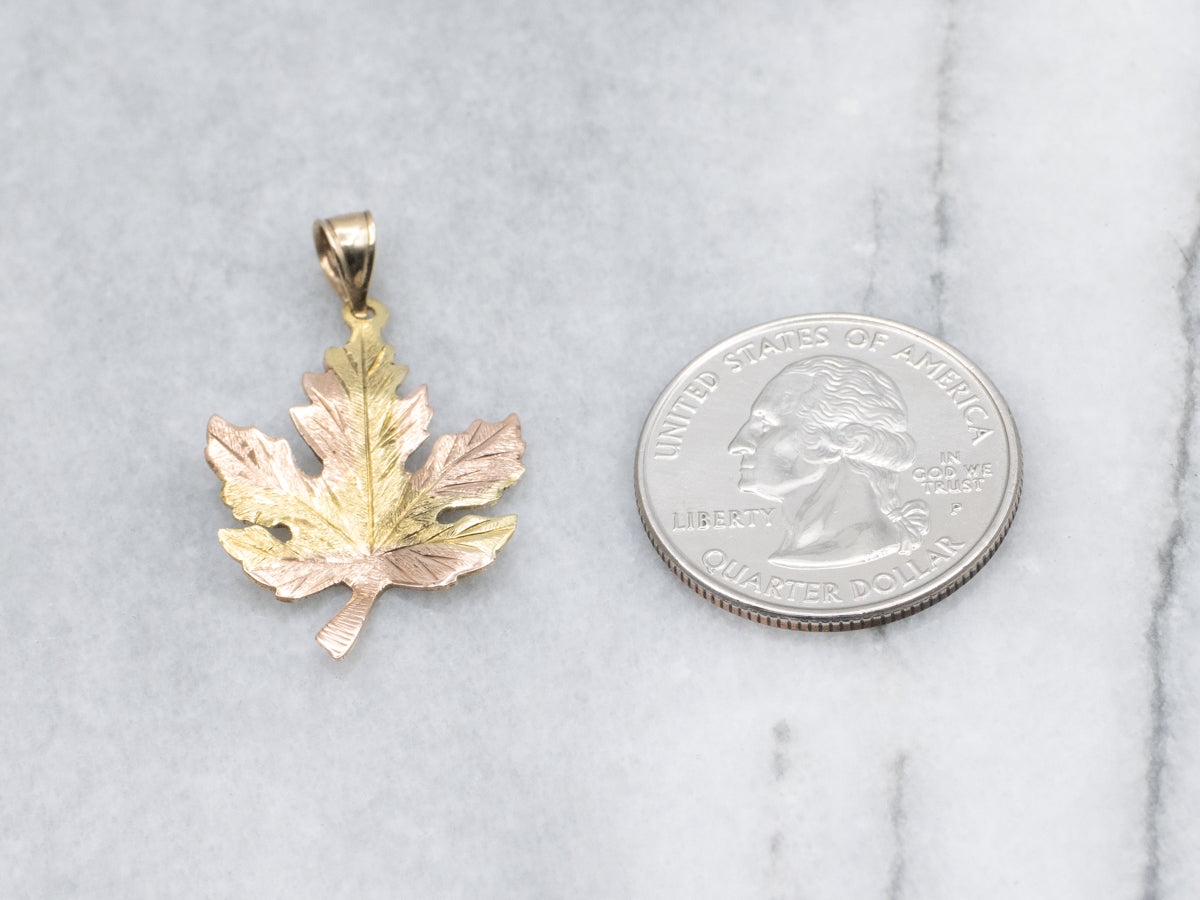 Two-Tone Gold Maple Leaf Pendant