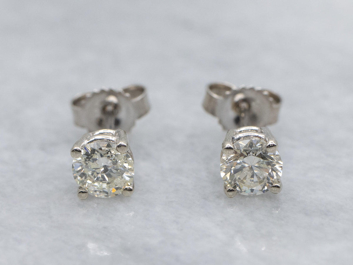 Round-Brilliant Diamond White Gold Stud Earrings