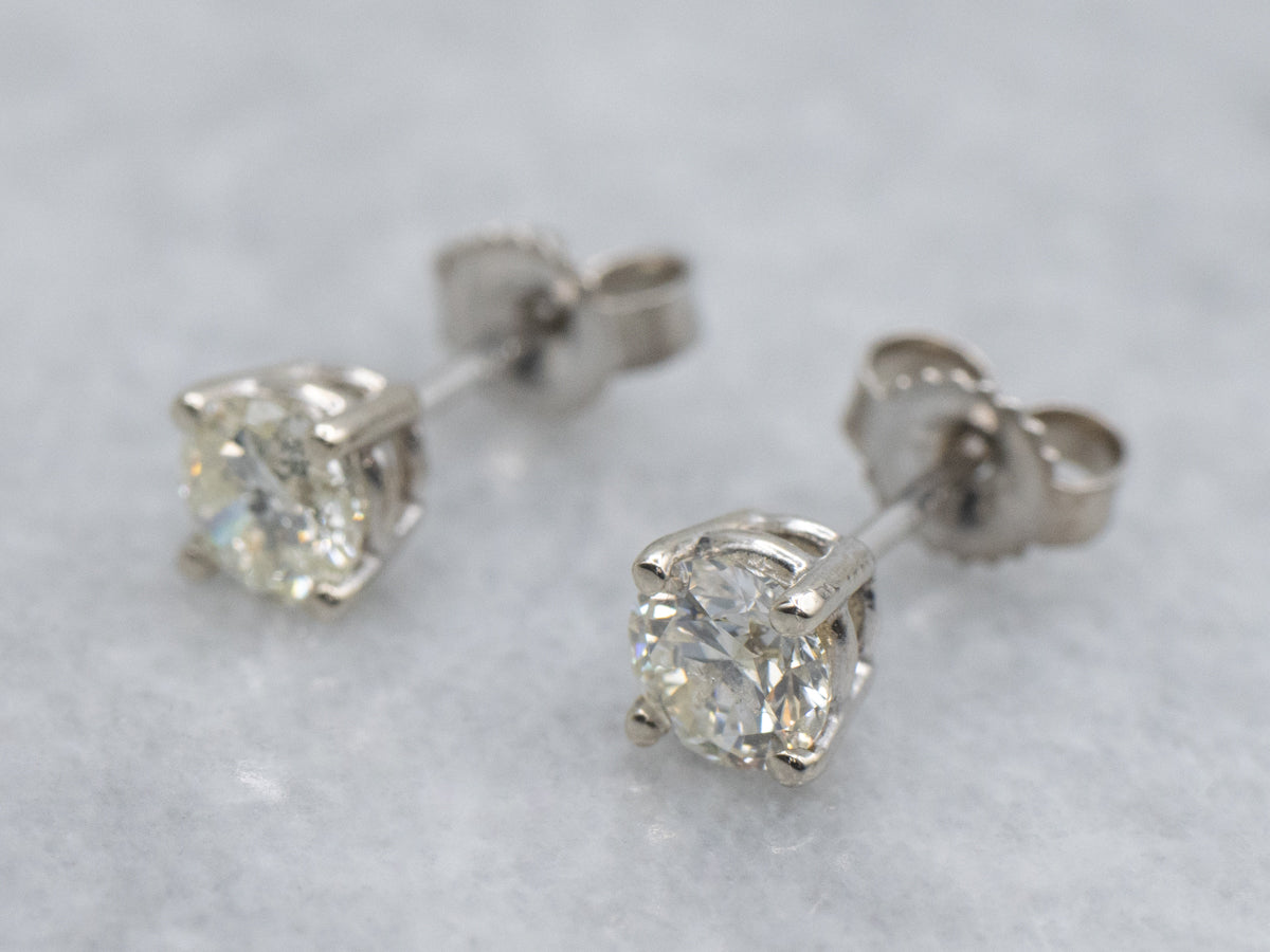 Round-Brilliant Diamond White Gold Stud Earrings
