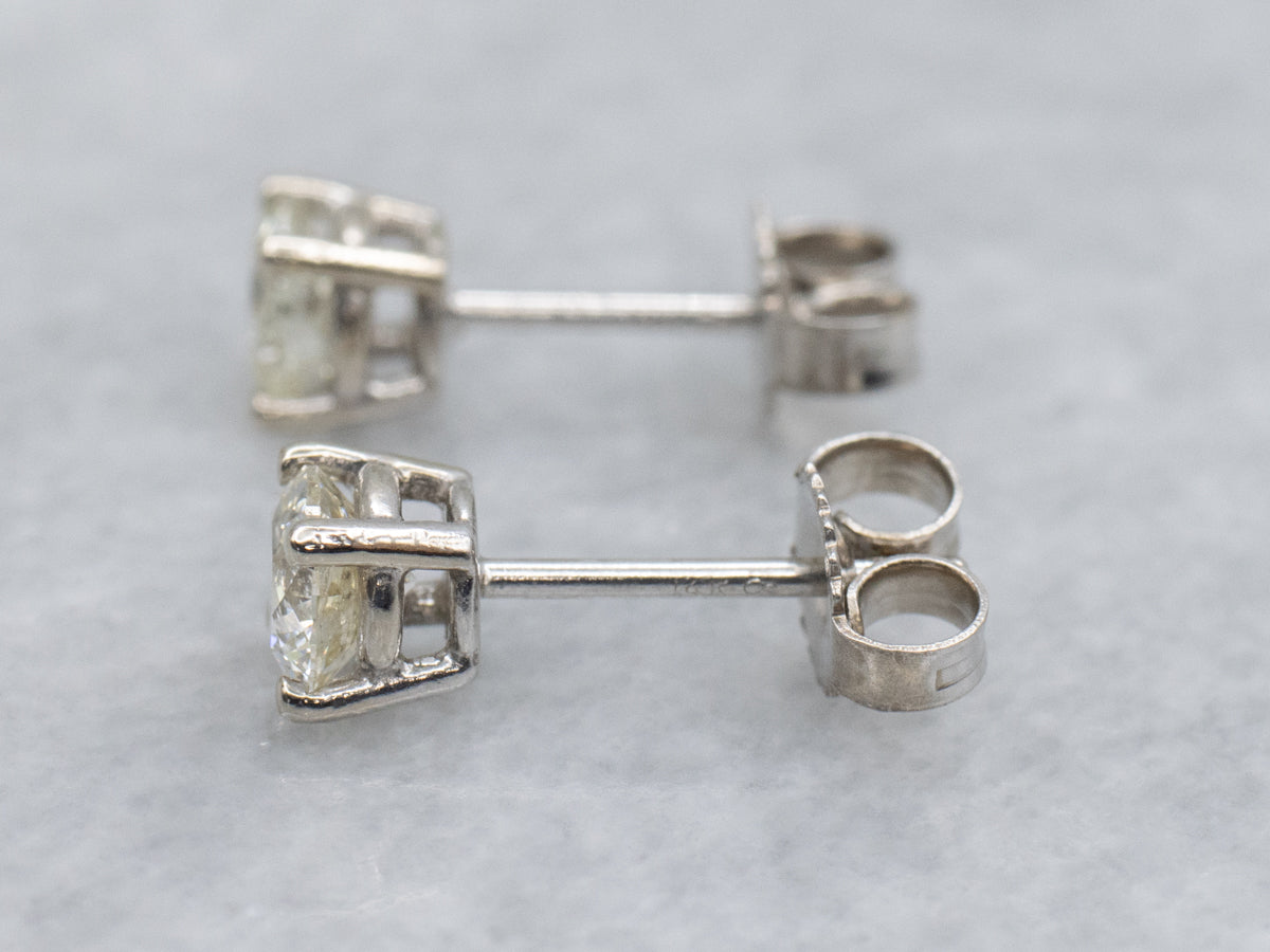 Round-Brilliant Diamond White Gold Stud Earrings