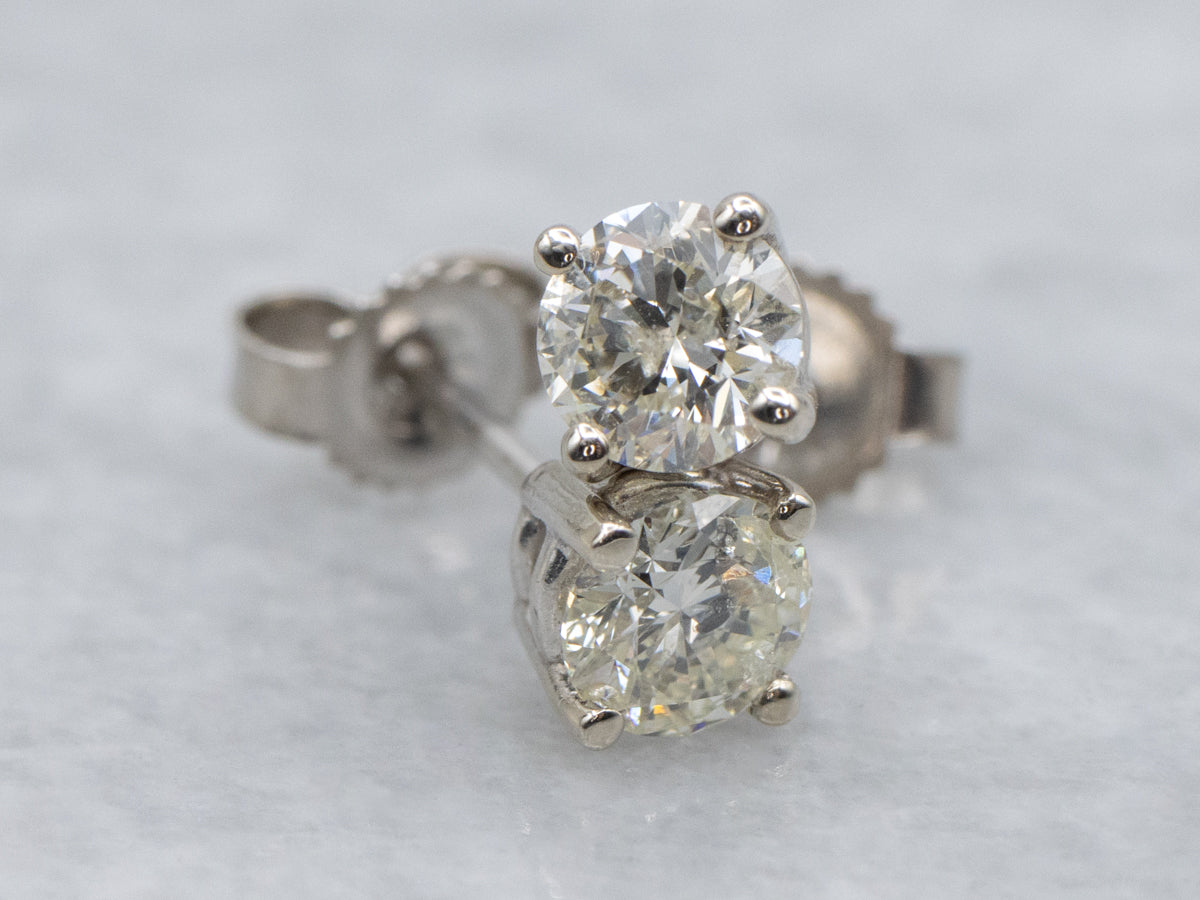 Round-Brilliant Diamond White Gold Stud Earrings