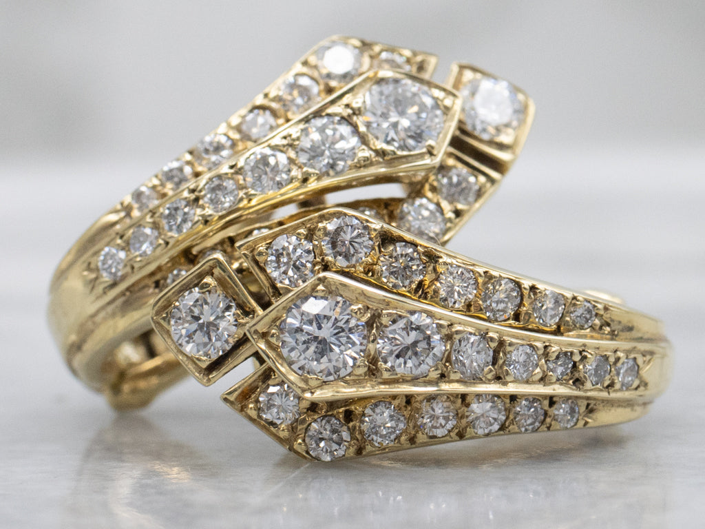 Designer Jose Hess Diamond Yellow Gold Drop Earrings