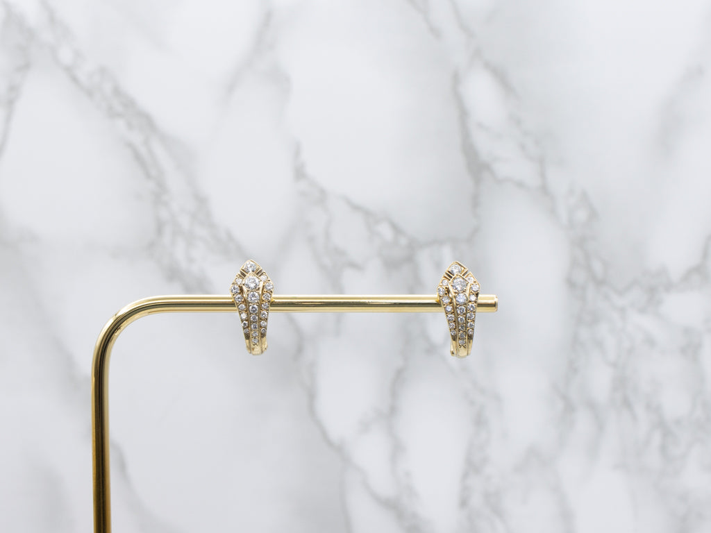 Designer Jose Hess Diamond Yellow Gold Drop Earrings