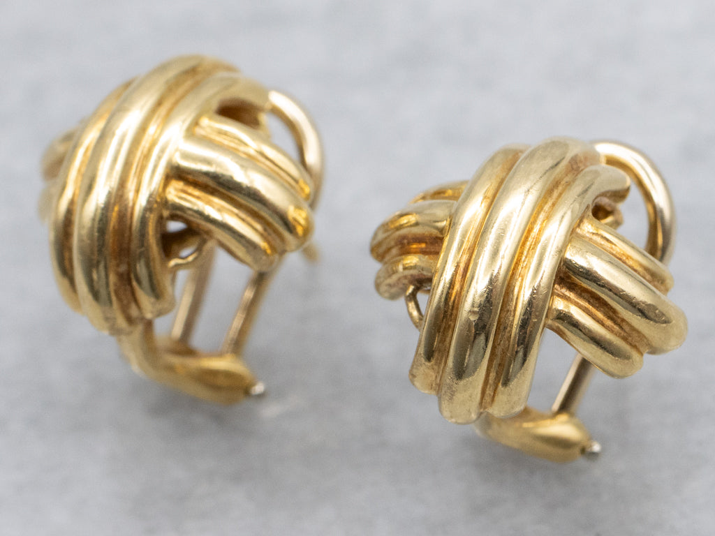 Tiffany & Co. Grooved Criss Cross 18-Karat Yellow Gold Stud Earrings