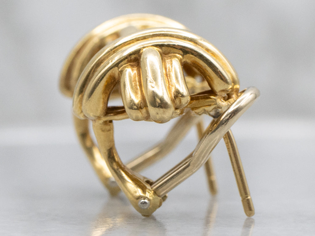 Tiffany & Co. Grooved Criss Cross 18-Karat Yellow Gold Stud Earrings