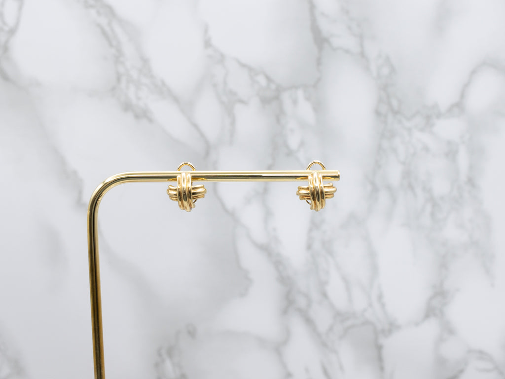 Tiffany & Co. Grooved Criss Cross 18-Karat Yellow Gold Stud Earrings