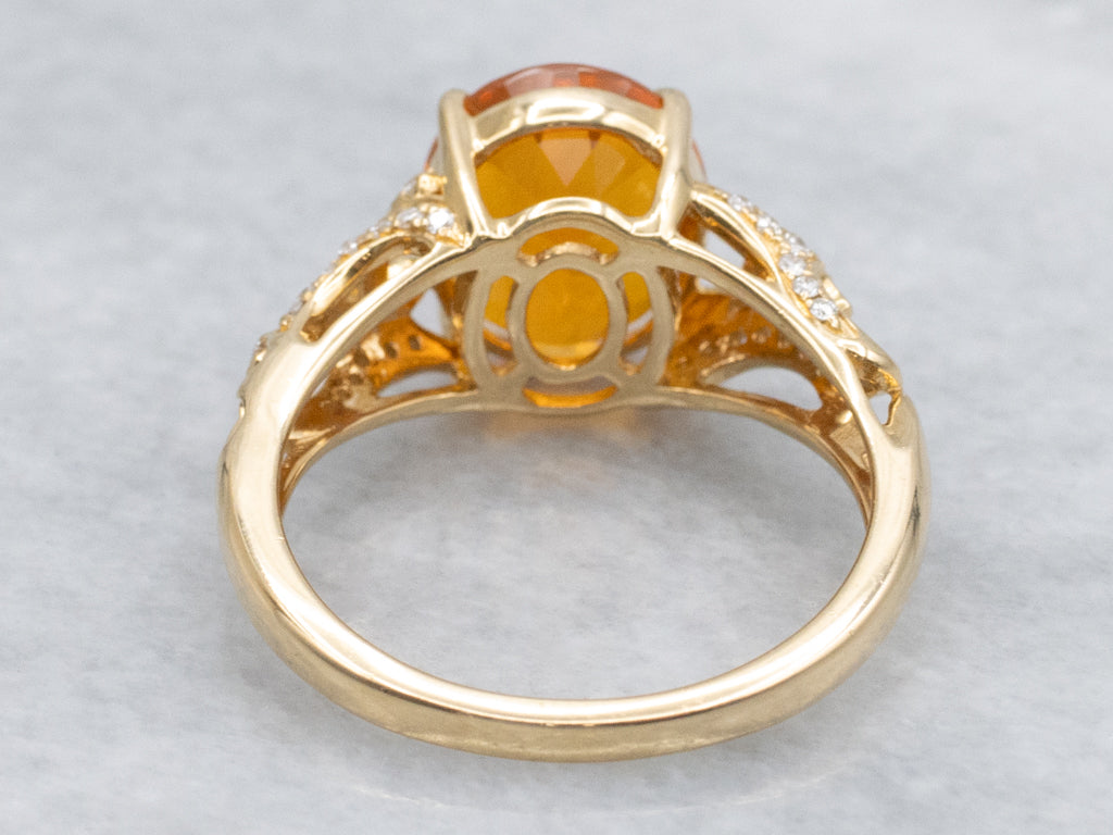 Bold Fire Opal and Diamond 18-Karat Gold Ring