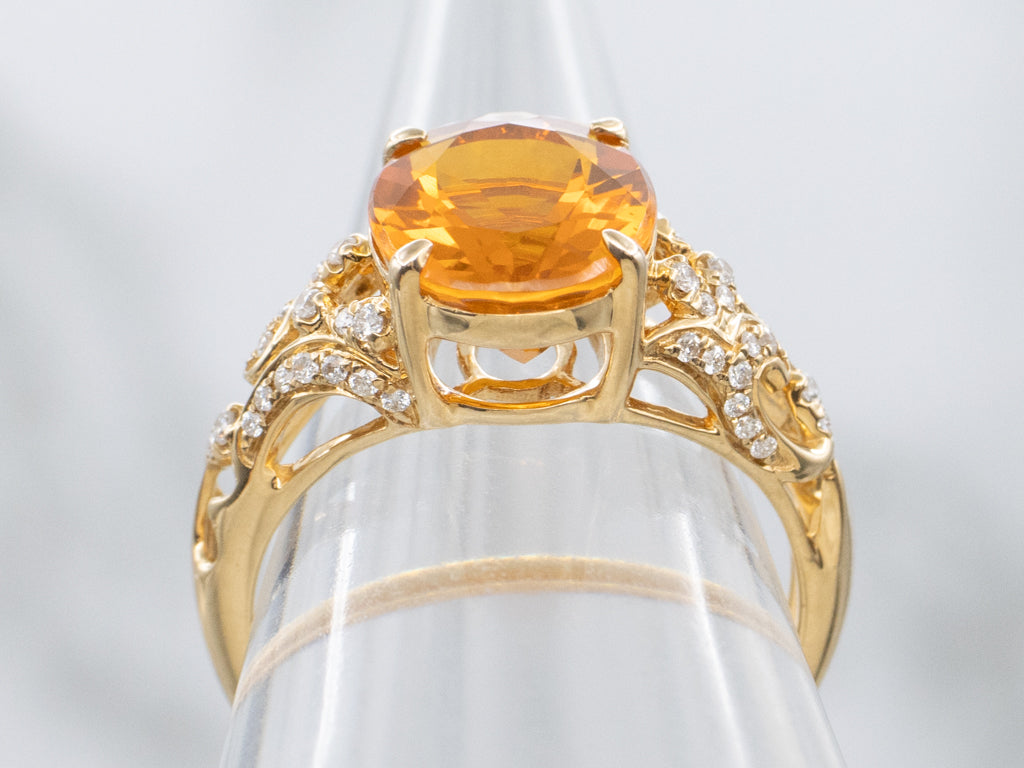 Bold Fire Opal and Diamond 18-Karat Gold Ring