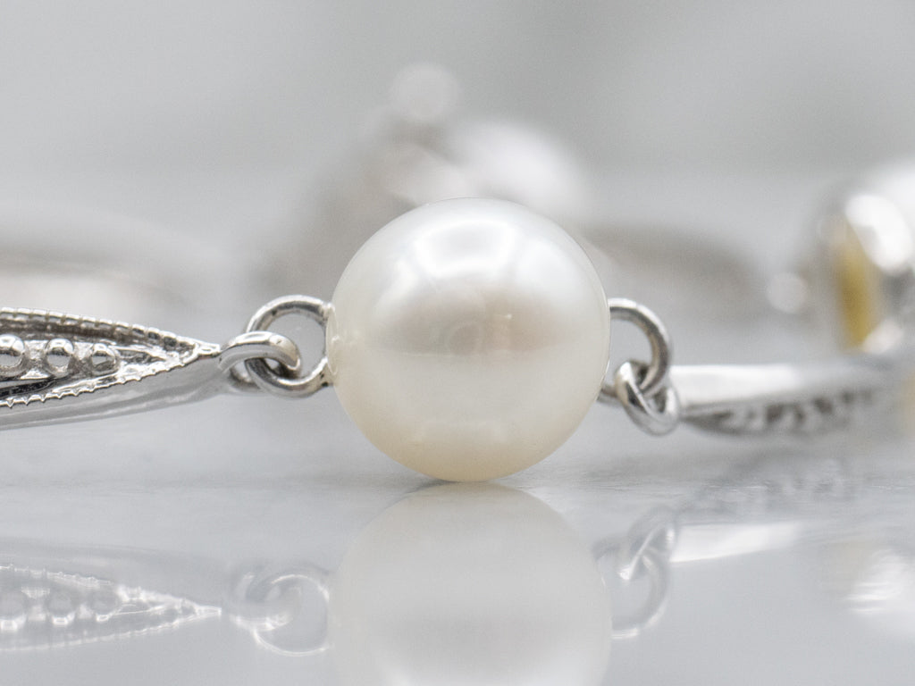 Pearl and Diamond Marquise-Link Bracelet
