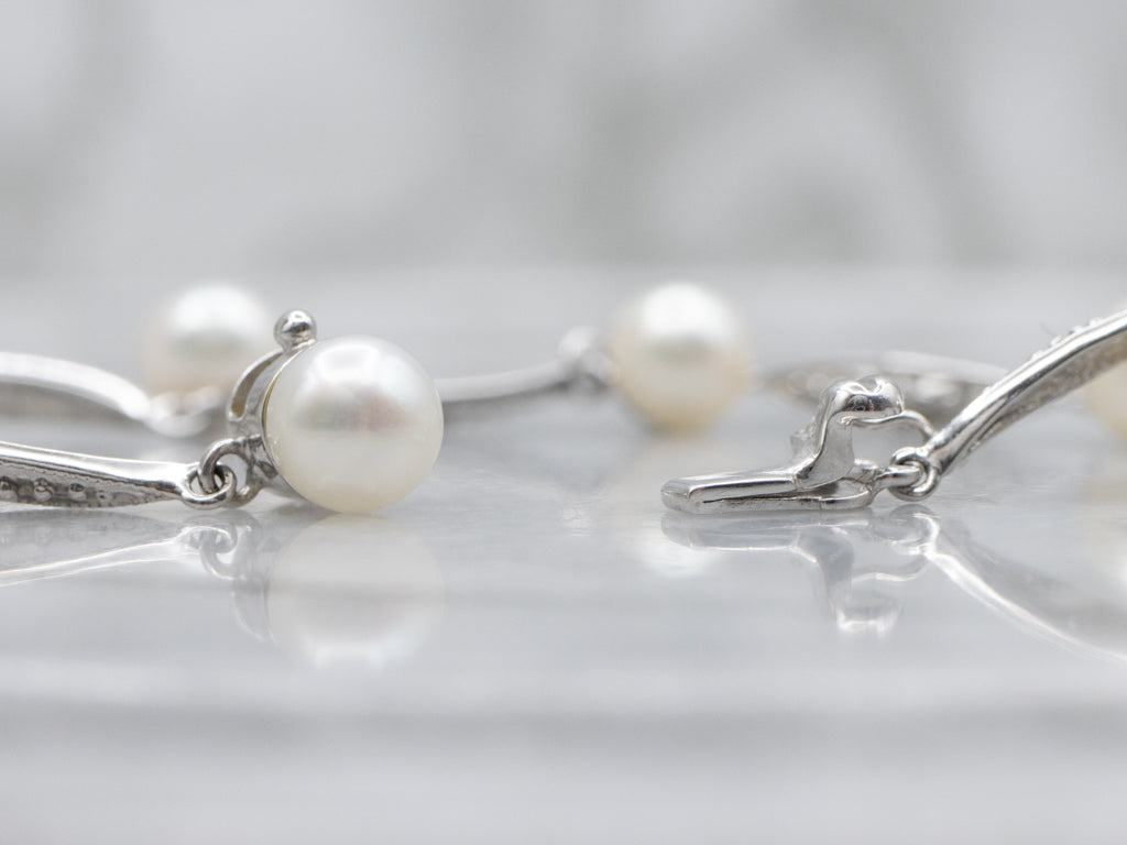 Pearl and Diamond Marquise-Link Bracelet