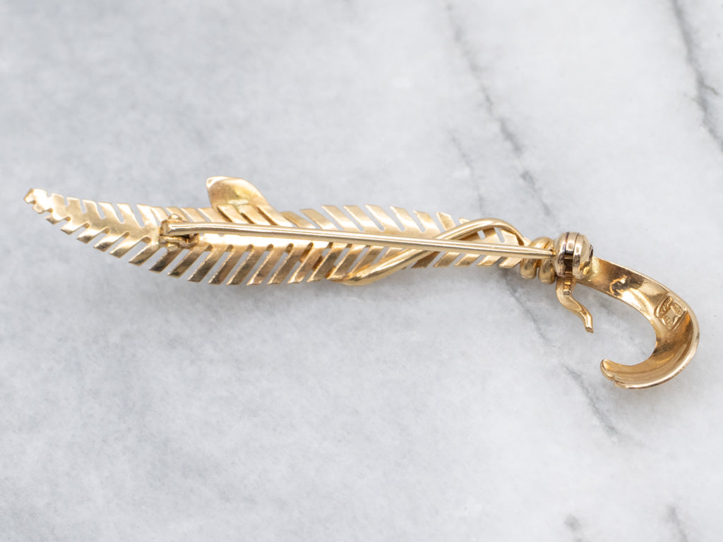 Victorian Revival Garnet Doublet Feather and Wrapped Snake Brooch