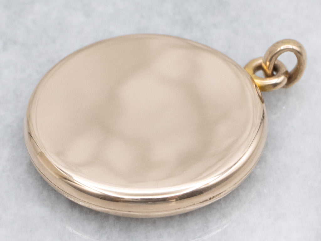 Antique Round Gold Locket with Diamond Center
