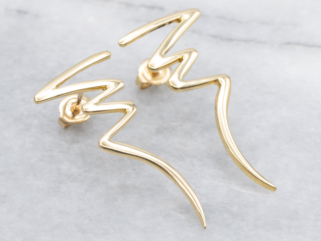 Tiffany & Co. Paloma Picasso Yellow Gold Scribble Drop Earrings
