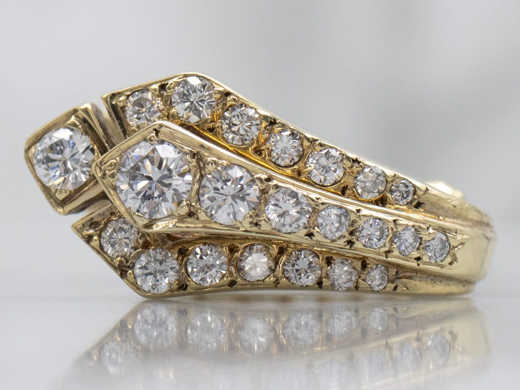 Designer Jose Hess Diamond Yellow Gold Drop Earrings