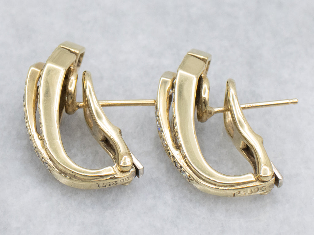 Designer Jose Hess Diamond Yellow Gold Drop Earrings