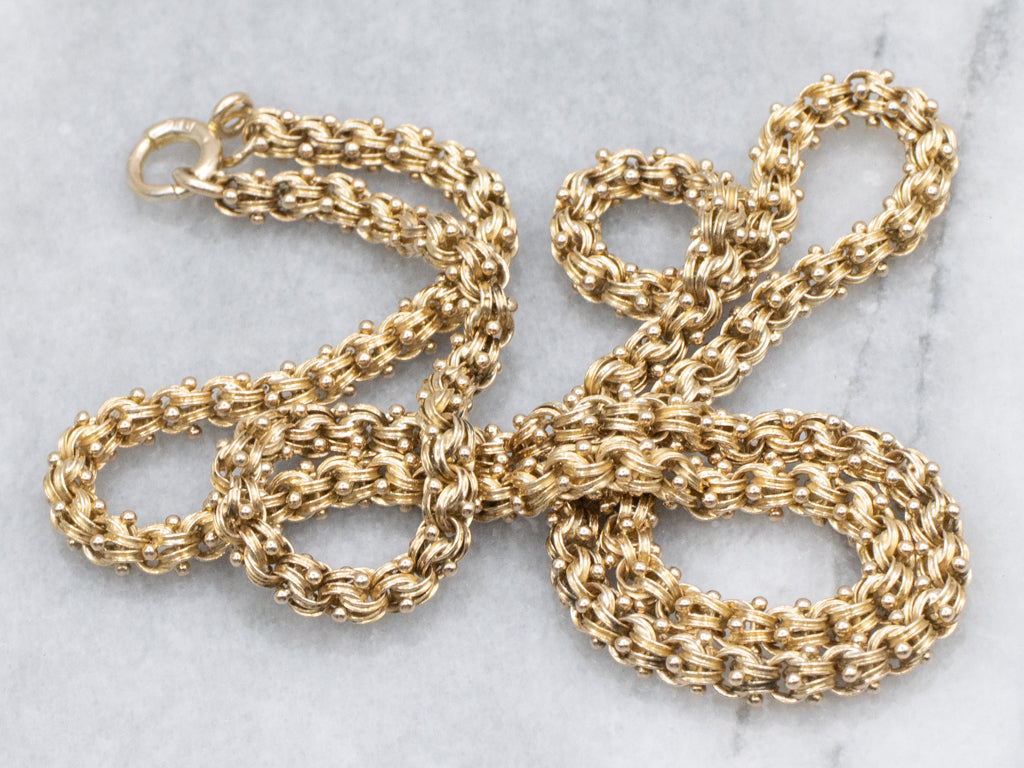 Antique Ornate Double Link Yellow Gold Chain