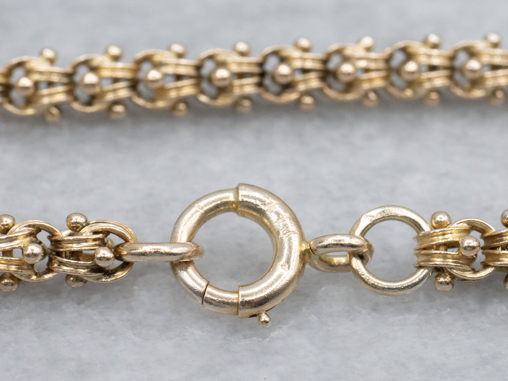 Antique Ornate Double Link Yellow Gold Chain