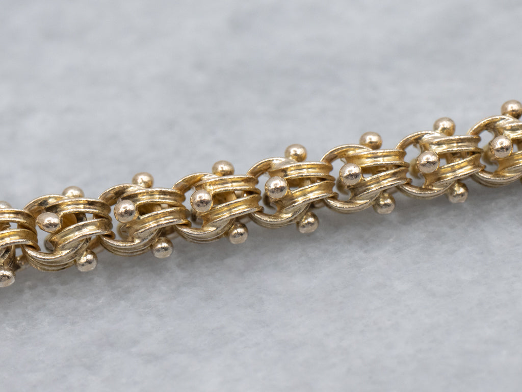 Antique Ornate Double Link Yellow Gold Chain