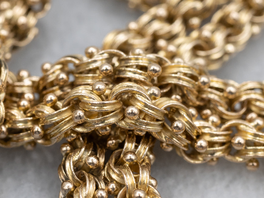 Antique Ornate Double Link Yellow Gold Chain