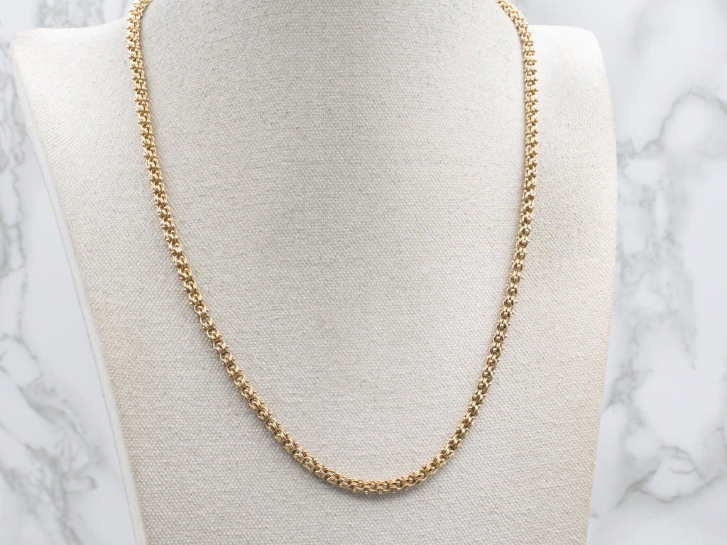 Antique Ornate Double Link Yellow Gold Chain