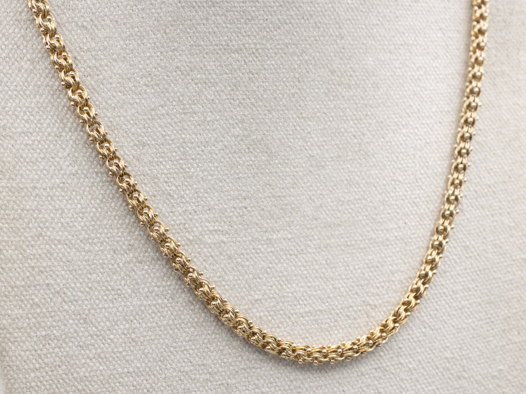 Antique Ornate Double Link Yellow Gold Chain