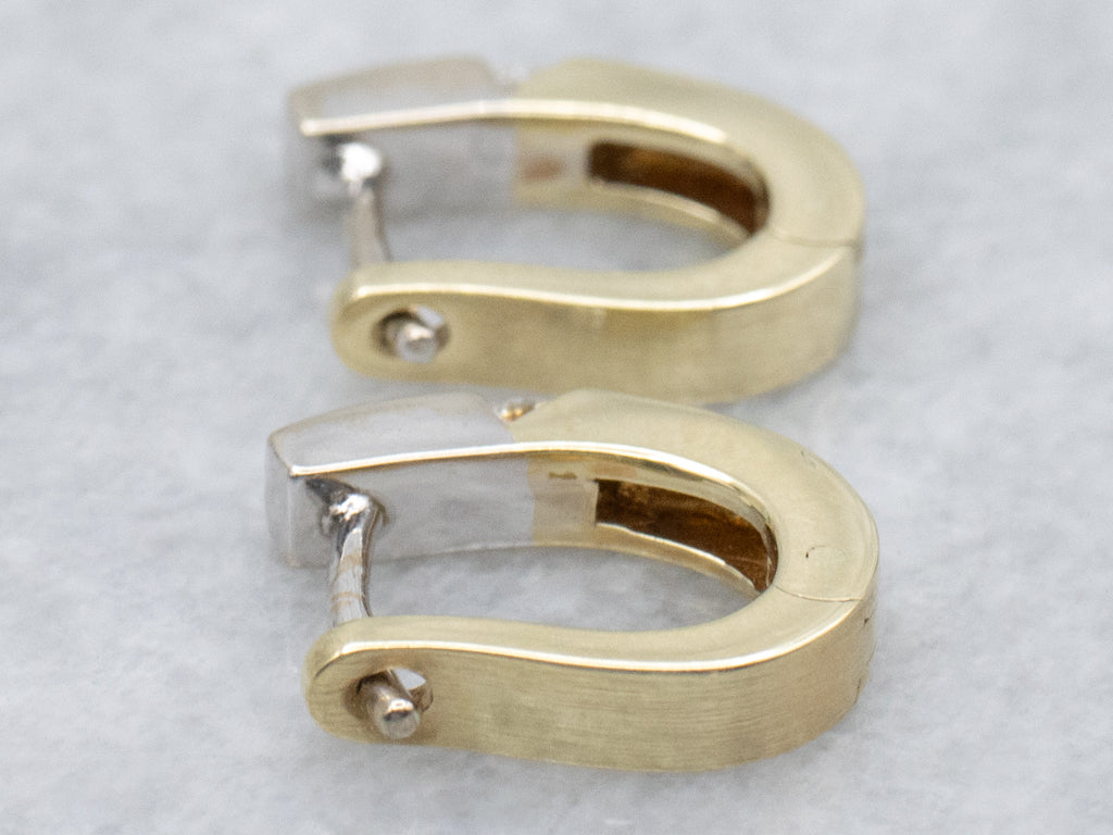 Two-Tone Gold Diamond Huggie Hoop Earrings