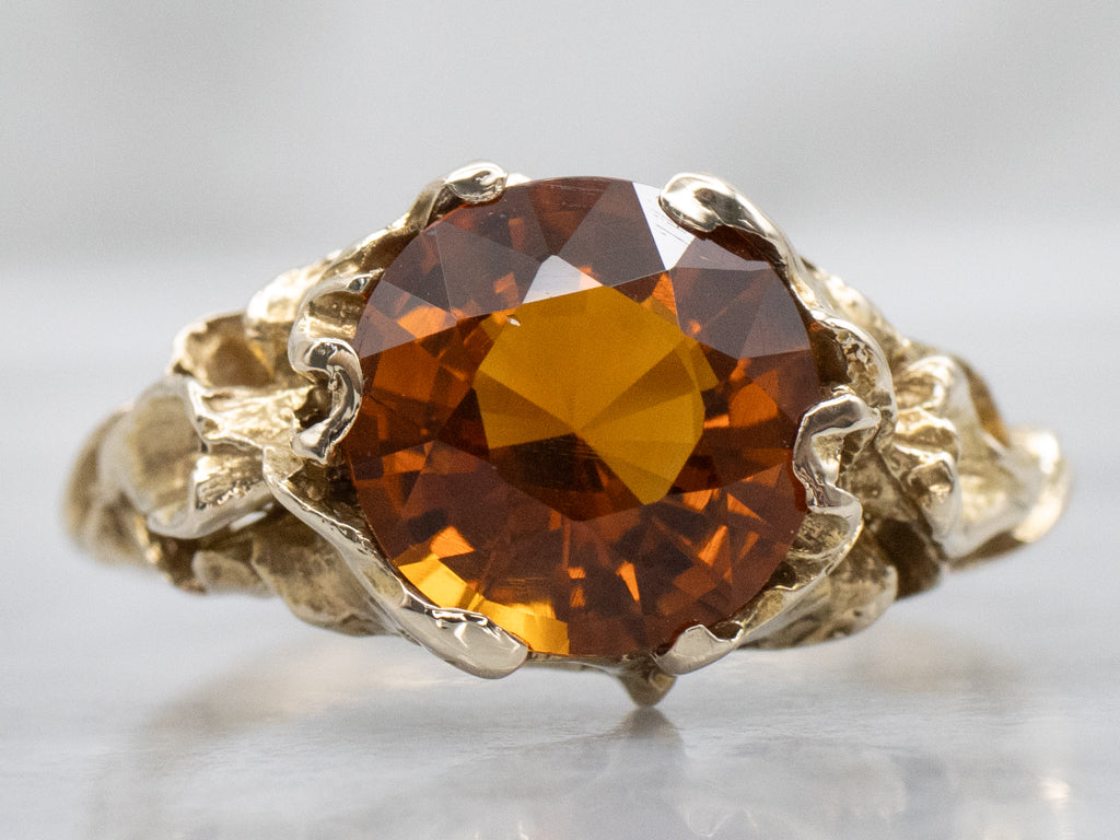 Sculptural Gold and Citrine Ring