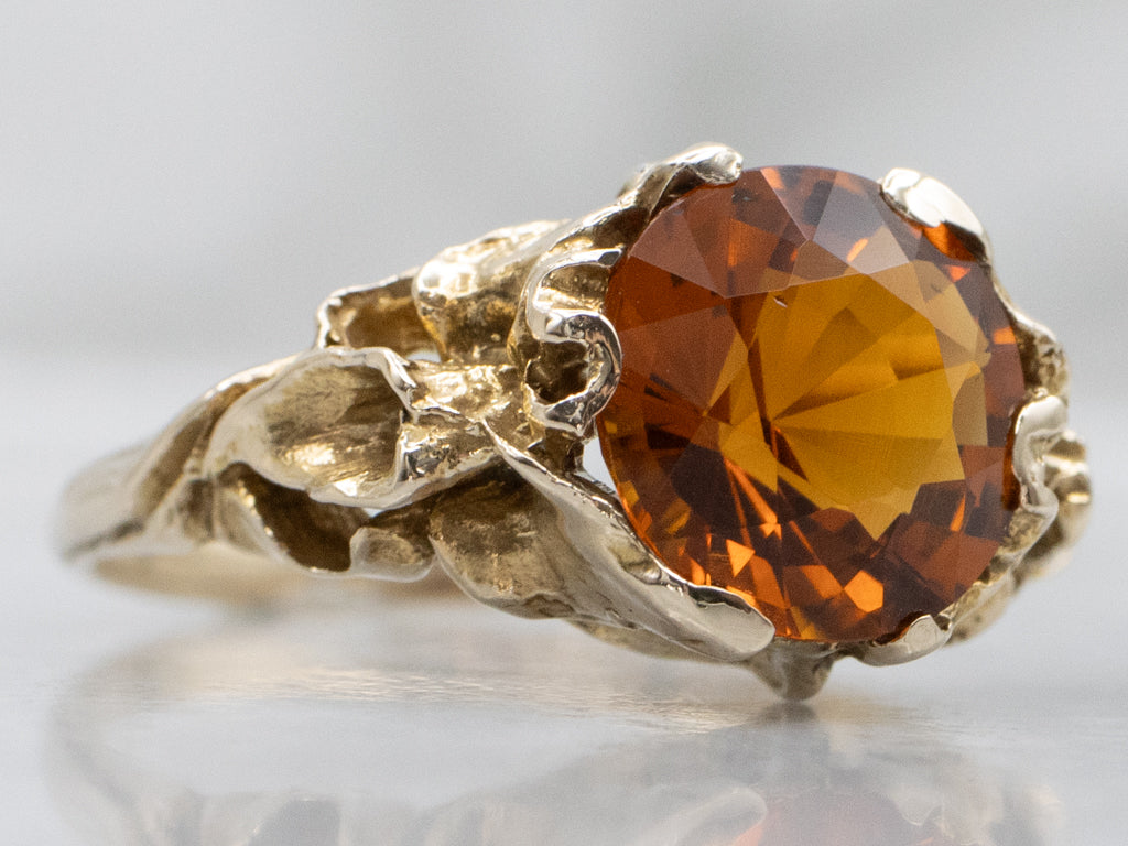 Sculptural Gold and Citrine Ring
