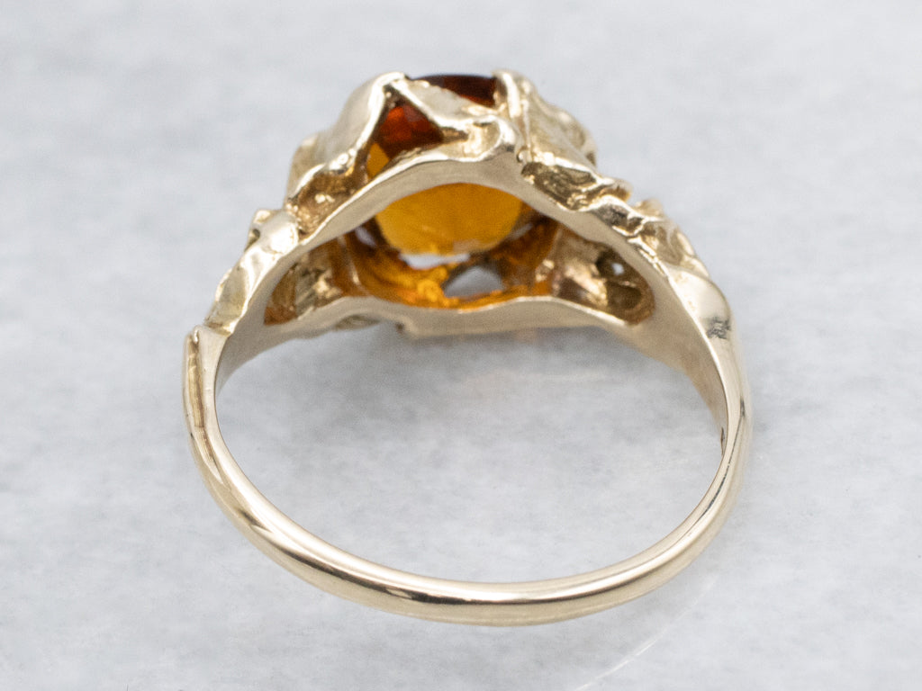 Sculptural Gold and Citrine Ring