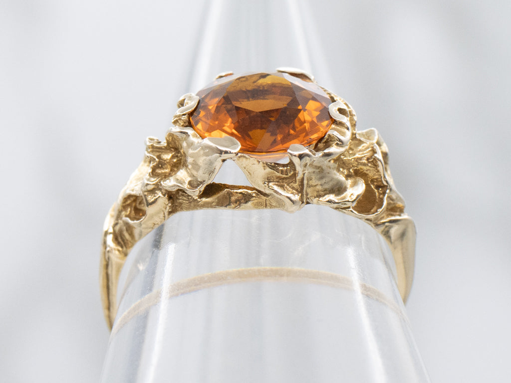 Sculptural Gold and Citrine Ring