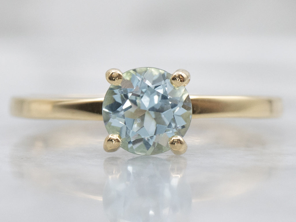 18-Karat Yellow Gold Light Blue Topaz Solitaire Ring