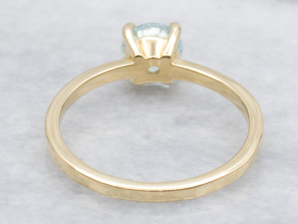 18-Karat Yellow Gold Light Blue Topaz Solitaire Ring