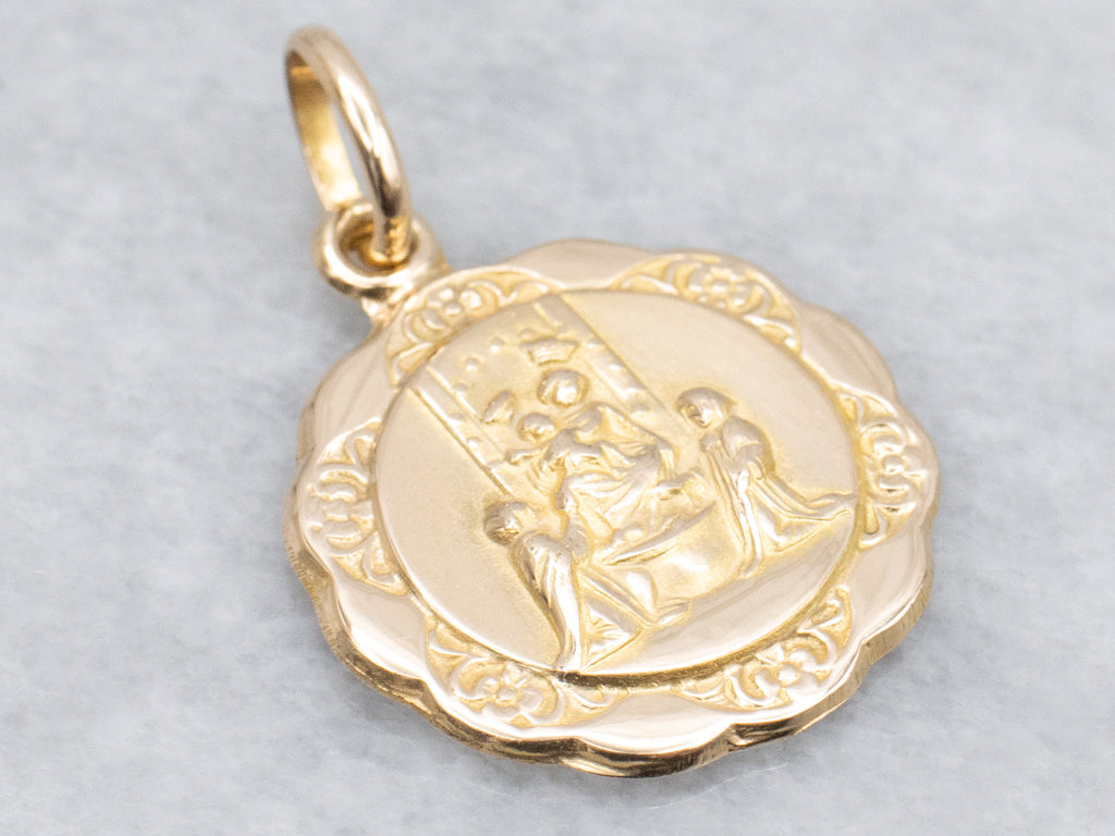 Yellow Gold Religious Medallion Pendant