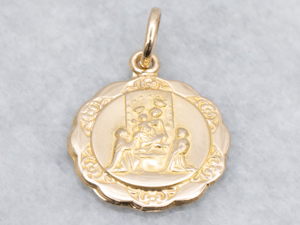 Yellow Gold Religious Medallion Pendant