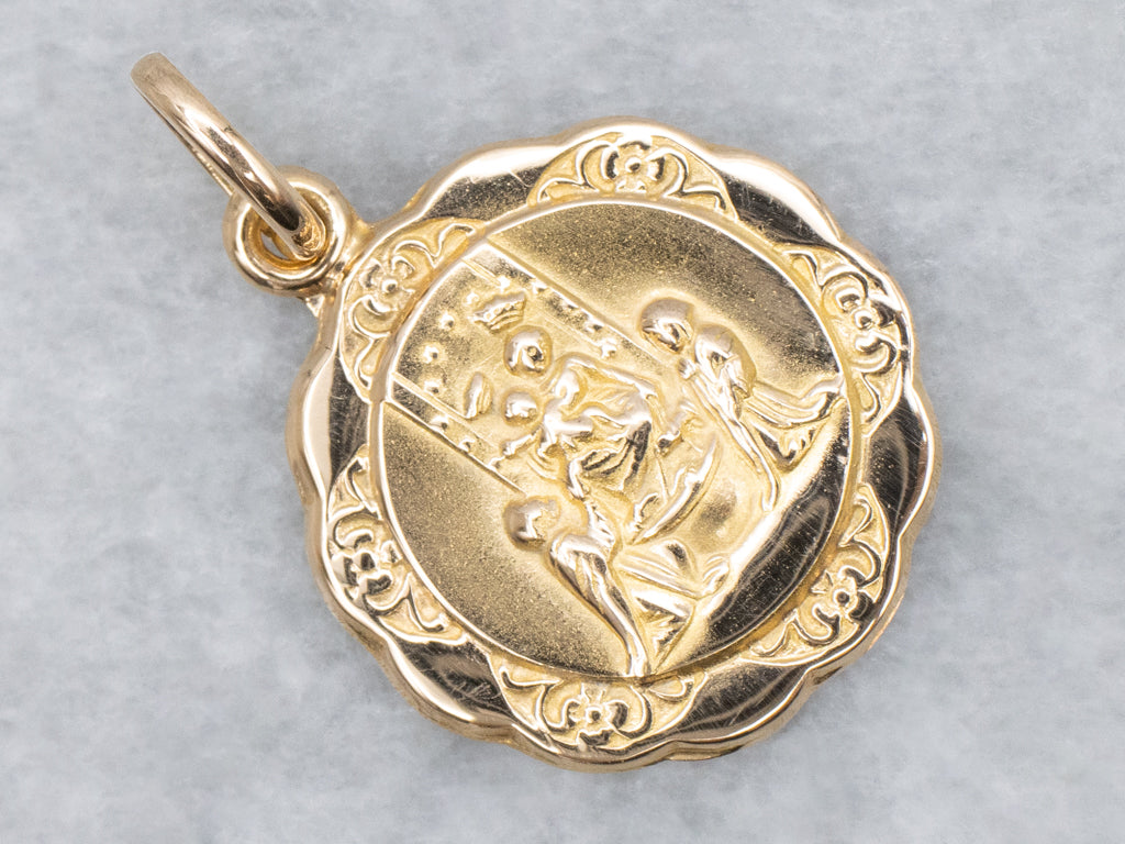 Yellow Gold Religious Medallion Pendant