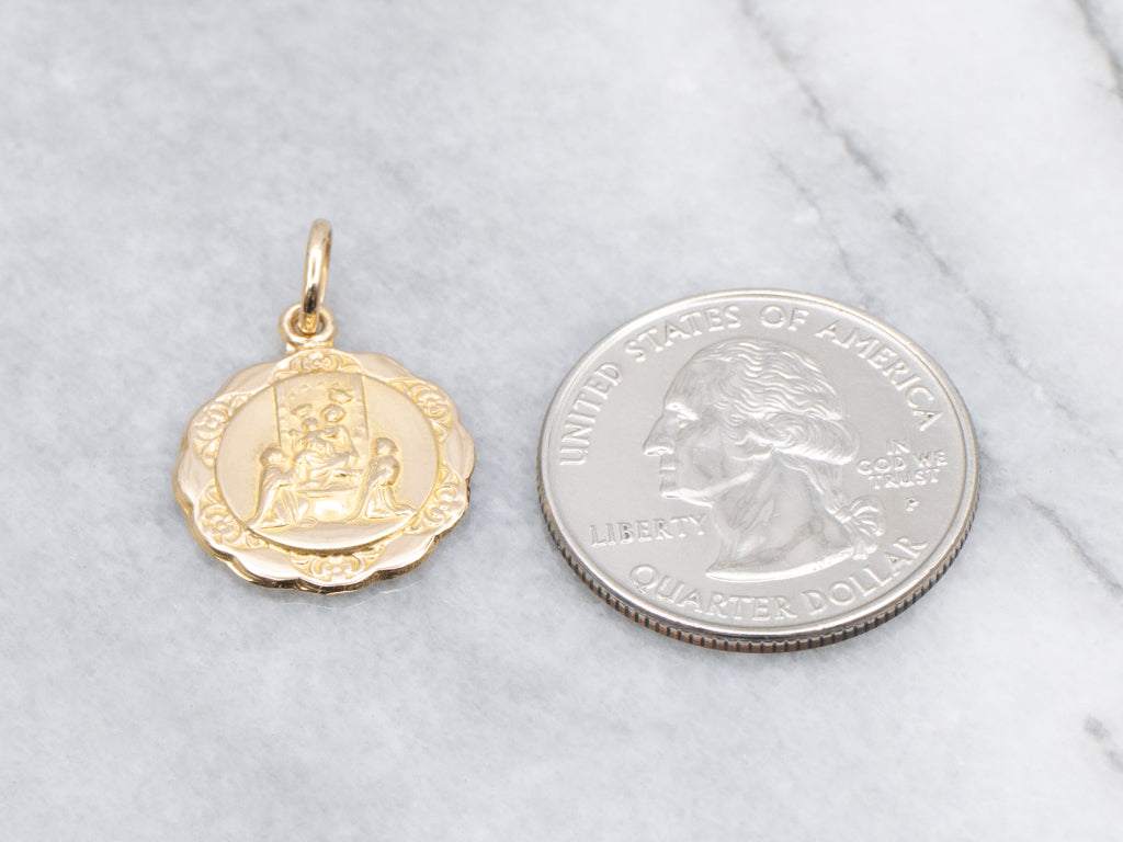 Yellow Gold Religious Medallion Pendant