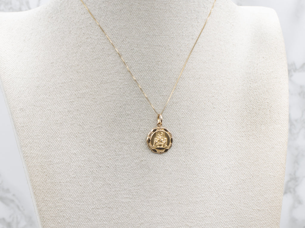 Yellow Gold Religious Medallion Pendant