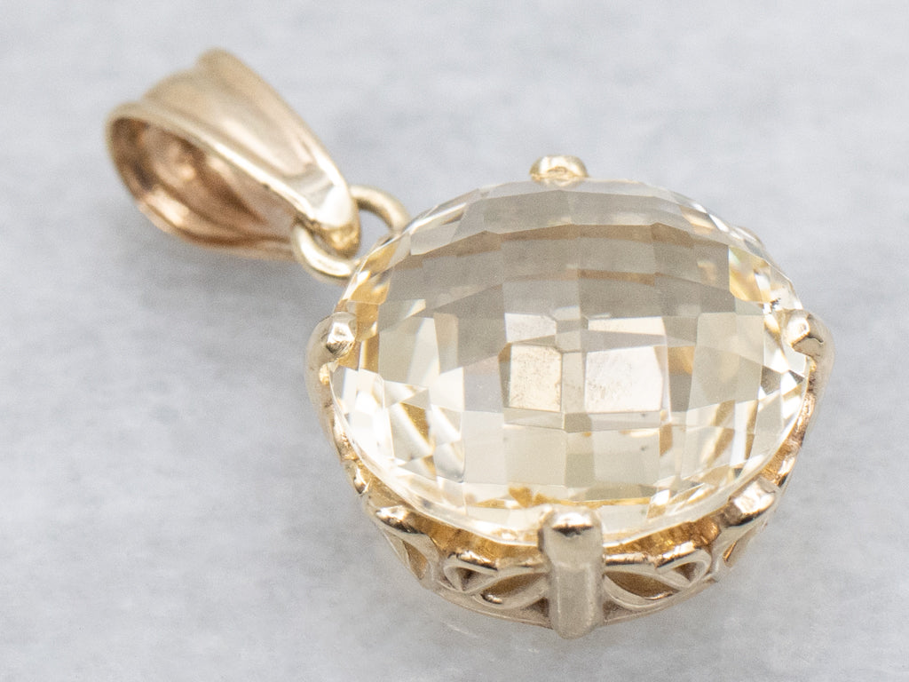 Pineapple-Cut Citrine Solitaire Pendant