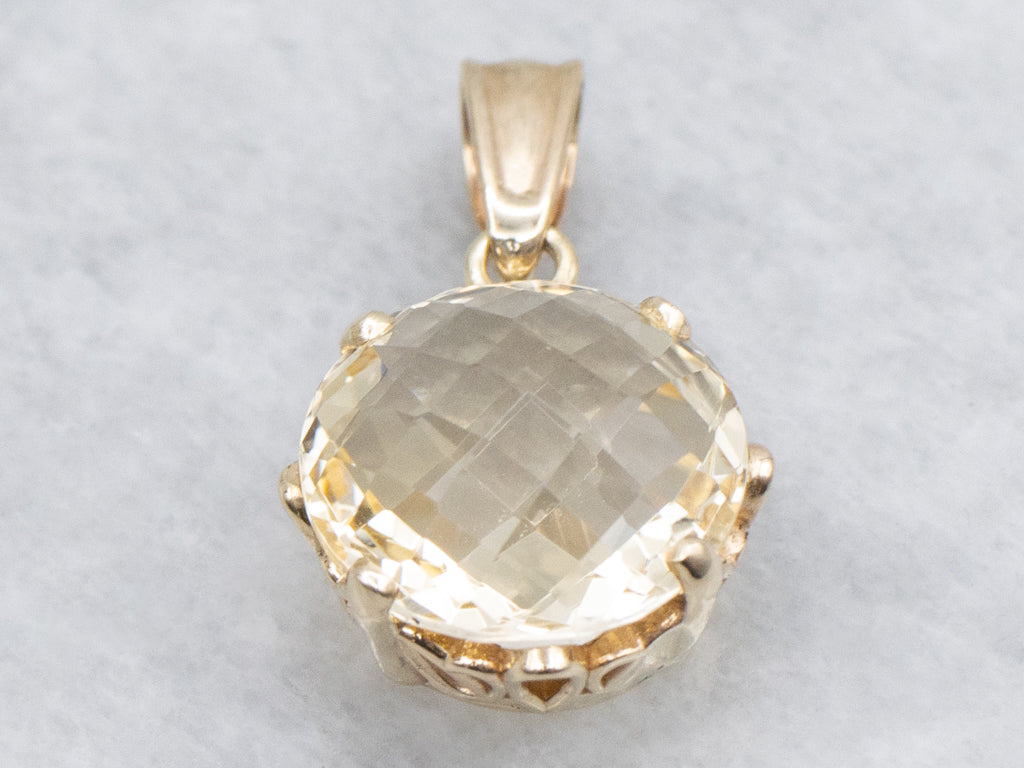 Pineapple-Cut Citrine Solitaire Pendant