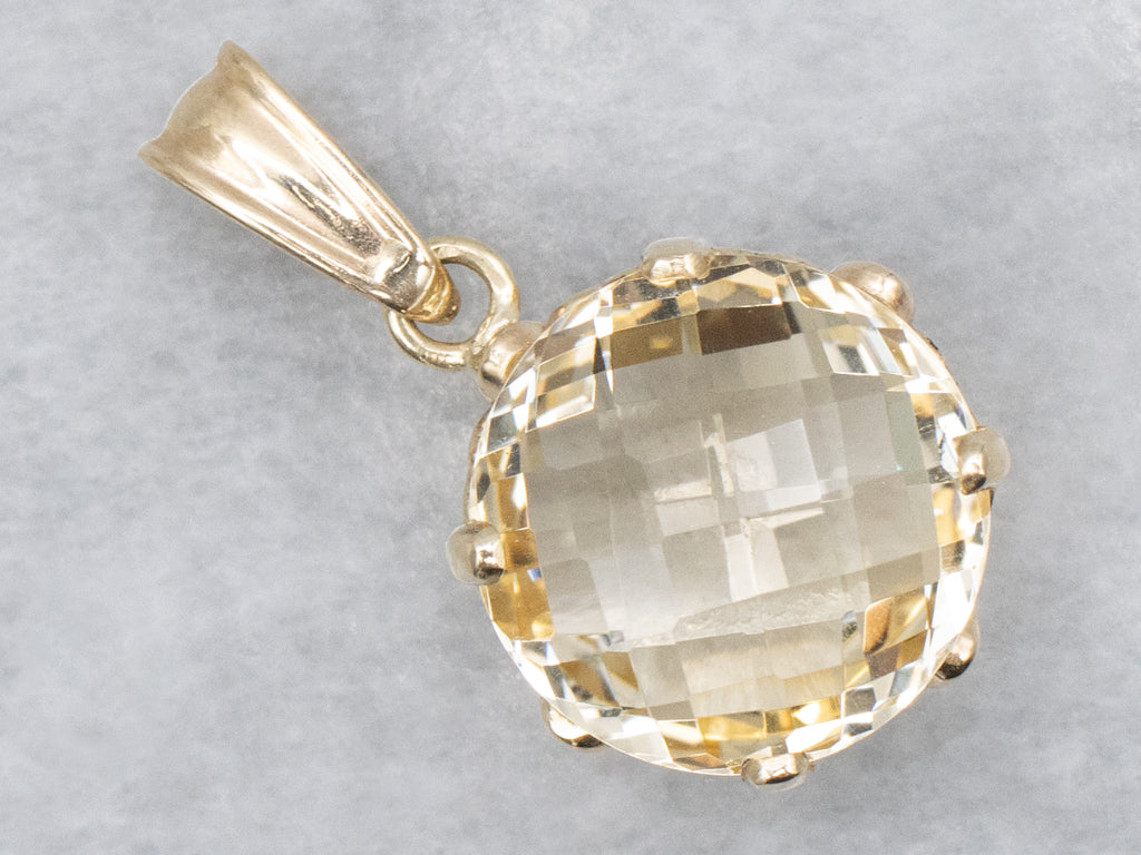 Pineapple-Cut Citrine Solitaire Pendant