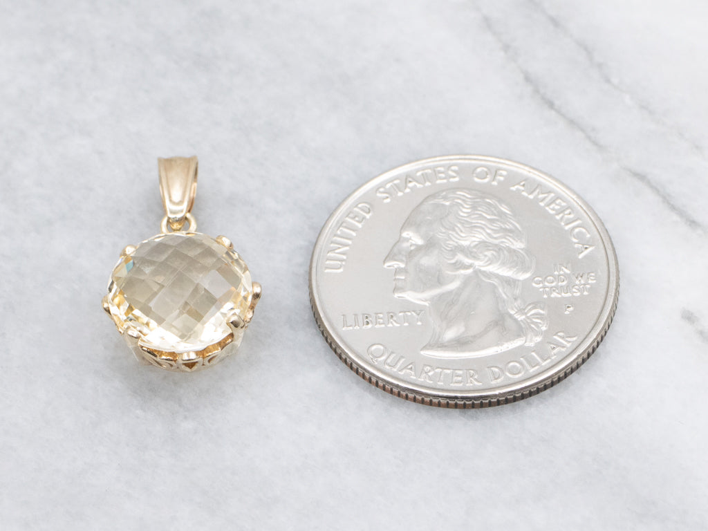 Pineapple-Cut Citrine Solitaire Pendant