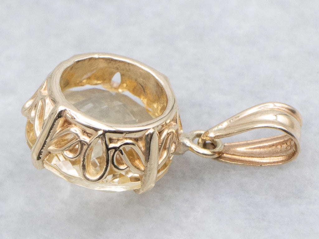 Pineapple-Cut Citrine Solitaire Pendant