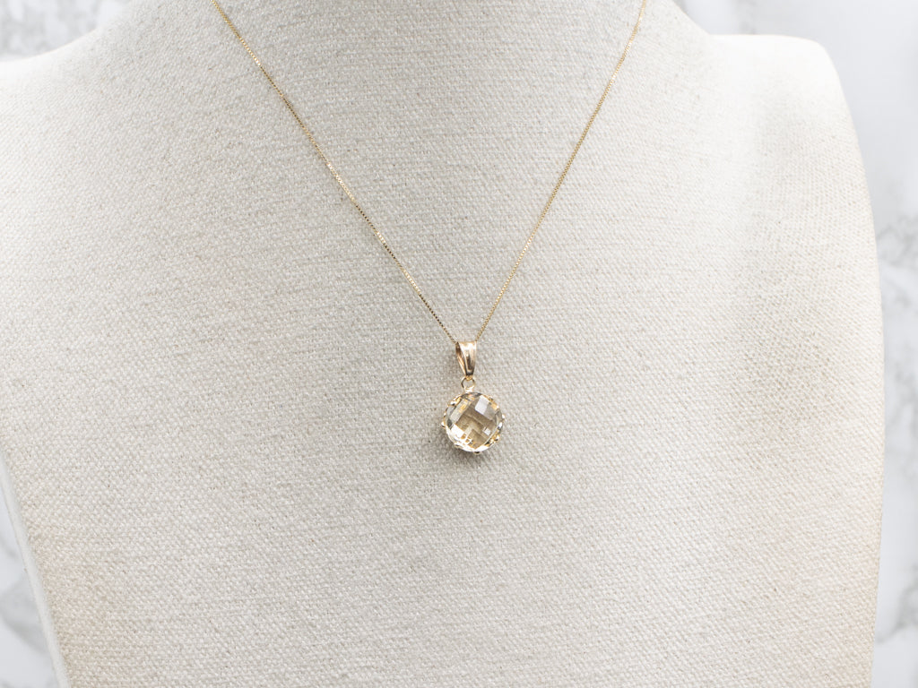 Pineapple-Cut Citrine Solitaire Pendant