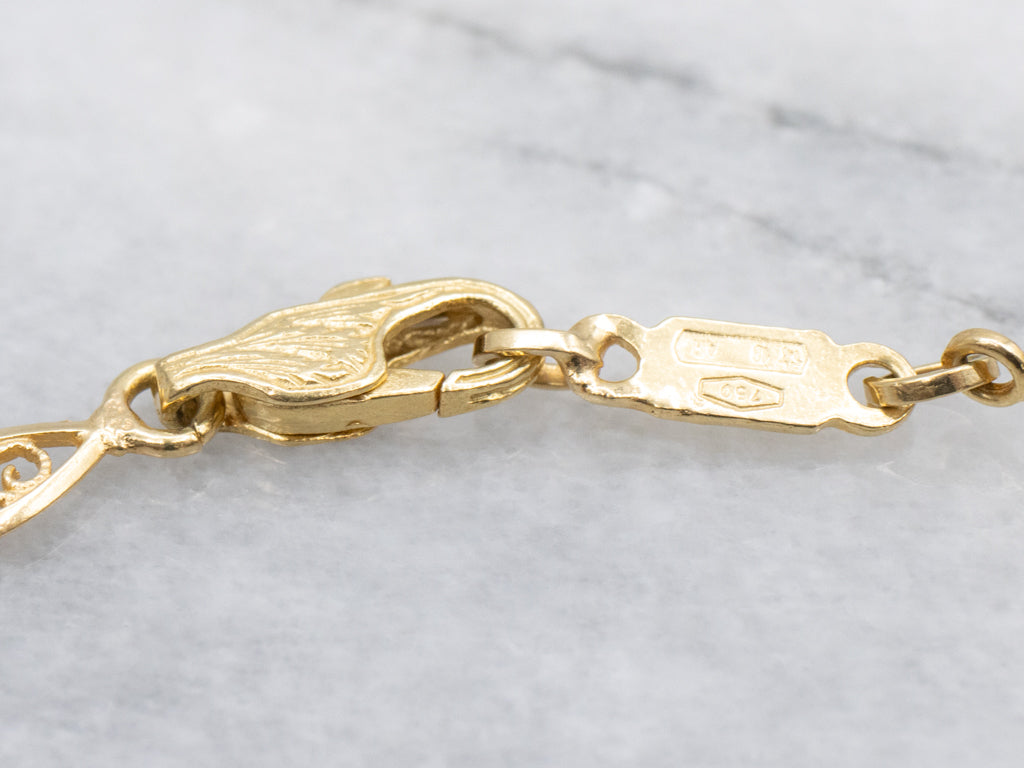 Yellow Gold Filigree-Link Bracelet with Engraved Clasp