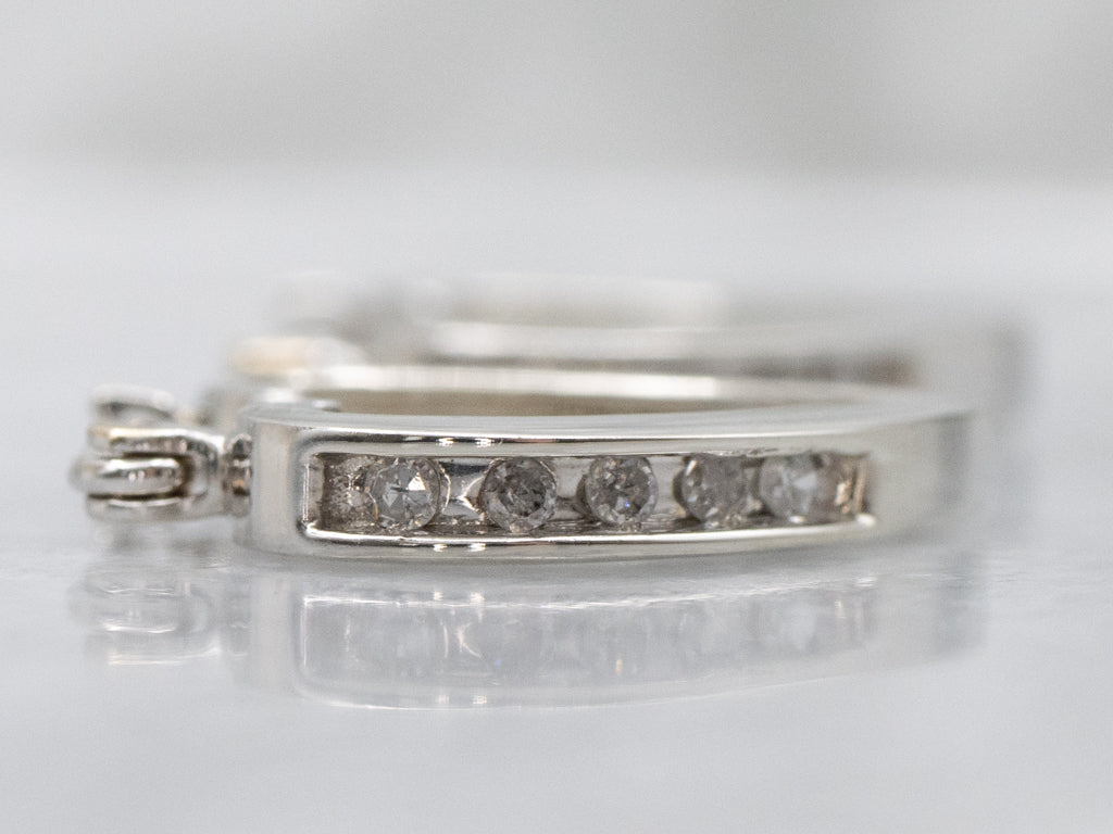 White Gold Channel-Set Diamond Heart Hoop Earrings