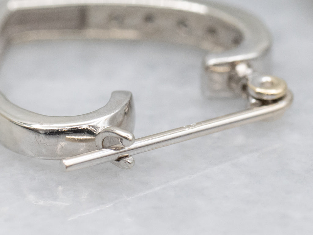 White Gold Channel-Set Diamond Heart Hoop Earrings